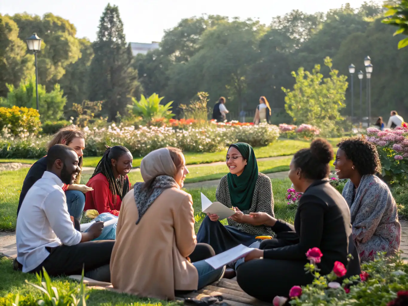 A photograph capturing a community gathering organized by Les Amies de Gouel Roch, showcasing the social bonding and collective participation.