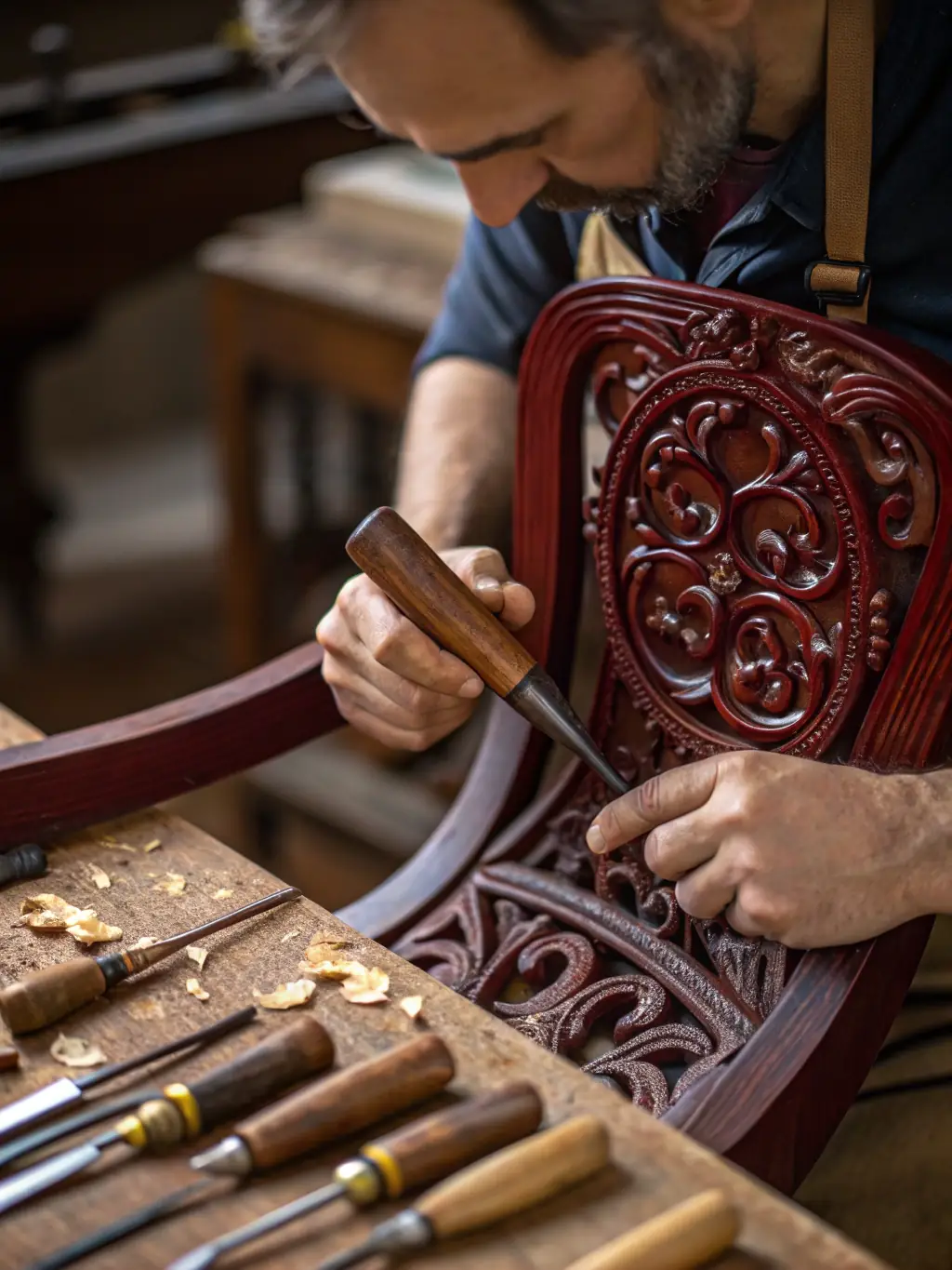 A close-up shot of hands skillfully crafting a traditional baton, showcasing the artistry and dedication involved in preserving this cultural heritage.